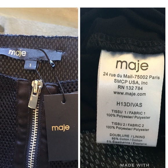 MAJE Black Mesh Mini Bell Dress Sz 1/S/34 NWT - Picture 4 of 8